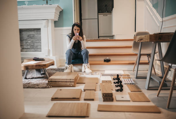 women using phone at hom