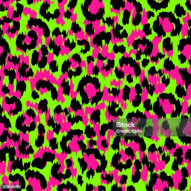 Gooey Fordøjelsesorgan Hick Punk Style Animal Print With Neon Pink And Green Hand Drawn Spots 80s Style Leopard  Print Vector Seamless Tile Pattern Stock Illustration - Download Image Now  - iStock