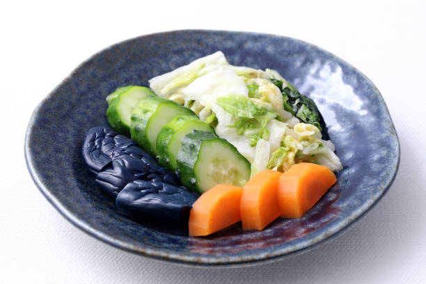 Japanese food, Vegetables salt pickled tsukemono stock photo