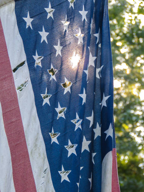 istock Tattered stars on the American flag 1226106518