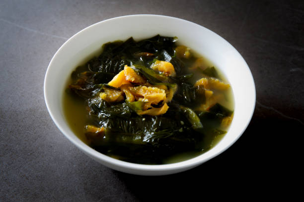 Fresh Seaweed Soup, Miyeok-guk Fresh Seaweed Soup with dried pollack, Hwangtae Miyeok-guk ascidiacea stock pictures, royalty-free photos & images