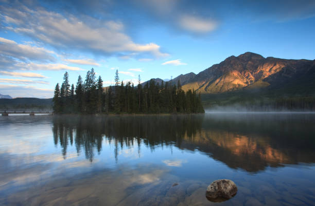 istock Pyramid Lake in Jasper on Pristine Summer Morning 1226119397