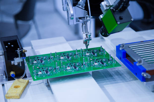 istock Robot soldering of printed circuit board 1226119497