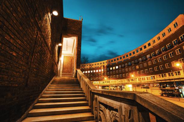 istock Historic staircase illuminated at night, Oslo, Norway 1226122059