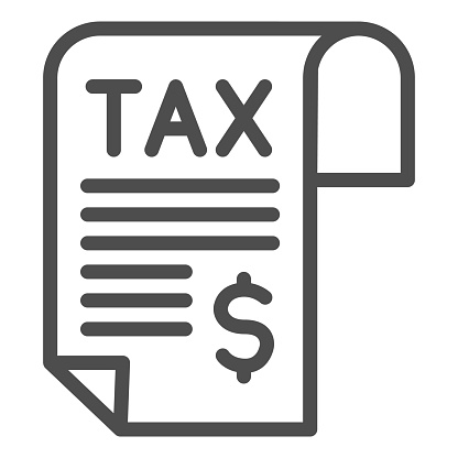 Tax payment line icon, Taxation concept, Payment of invoice, accounts, bills sign on white background, tax letter with dollar sign in outline style for mobile and web. Vector graphics