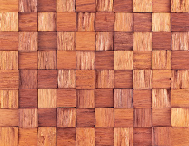 istock Wood veneer texture with square cut wood pieces. Wooden wallboard background image. 1226123768