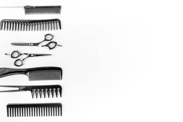 istock Hairdresser tools. Flat lay on white background top view copy space 1226134766