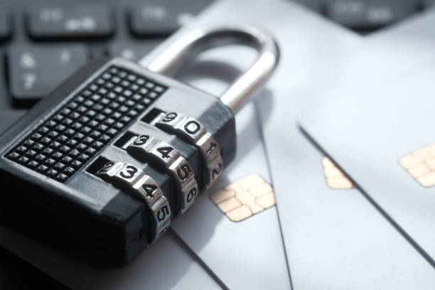 istock Padlock and credit cards on laptop. Internet data privacy information security concept 1226136979