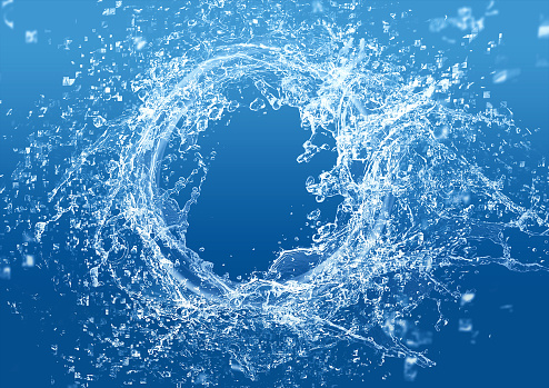 Abstract blue water circle close-up