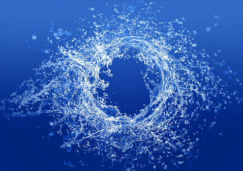 Abstract blue water circle close-up