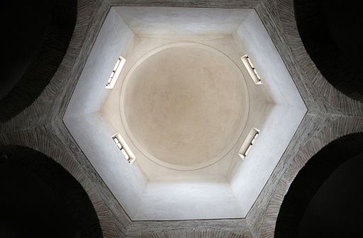 Benevento, Campania, Italy - December 10, 2019: Interior of the church of Santa Sofia, Unesco heritage since 2011