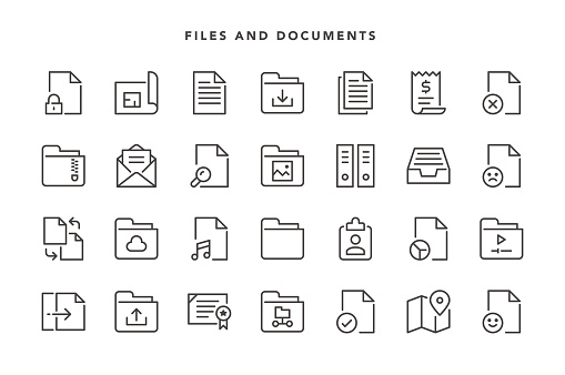 Files and Documents Icons - Vector EPS 10 File, Pixel Perfect 28 Icons.