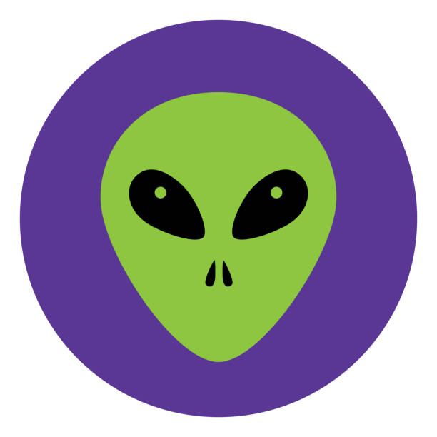 ilustrações de stock, clip art, desenhos animados e ícones de green alien face circle icon - alien monster green futuristic