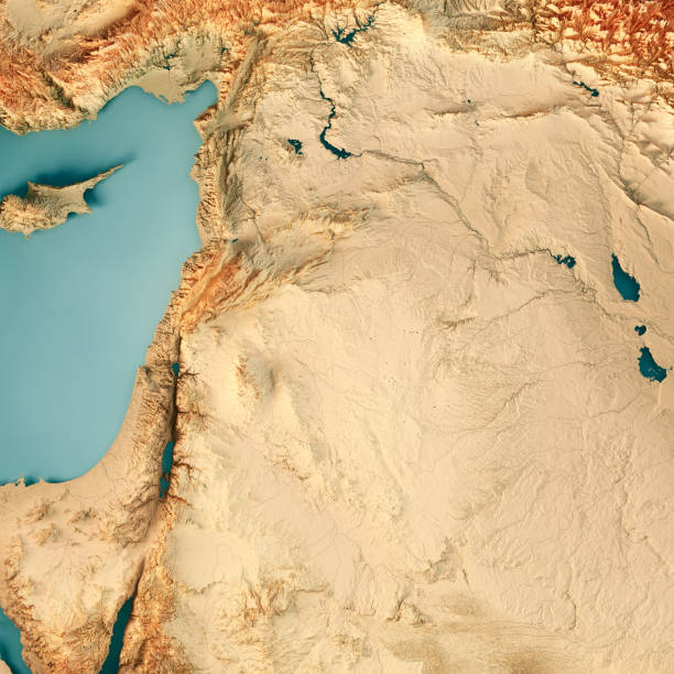 istock Jordan Syria 3D Render Topographic Map Color 1226148661