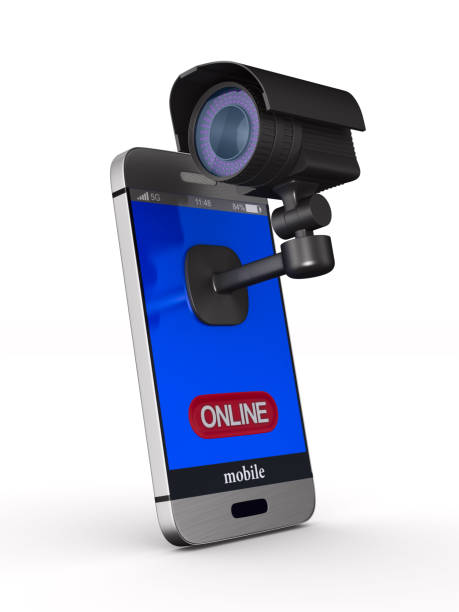 istock phone and security camera on white background. Isolated 3D illustration 1226148995