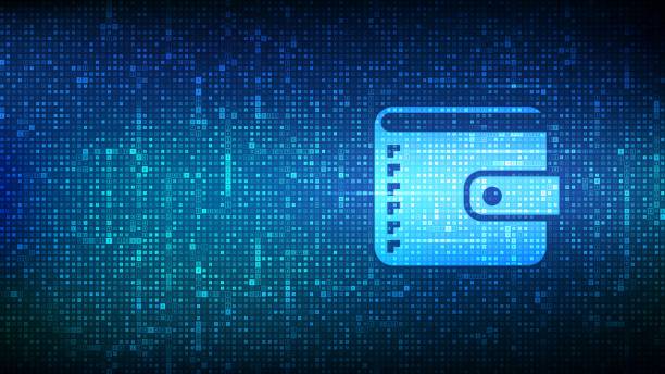 istock Digital wallet. Wallet icon made with currency symbols. Mobile banking, online finance, e-commerce banner. Dollar, euro, yen and pound icons. Background with currency signs. Vector illustration. 1226149976