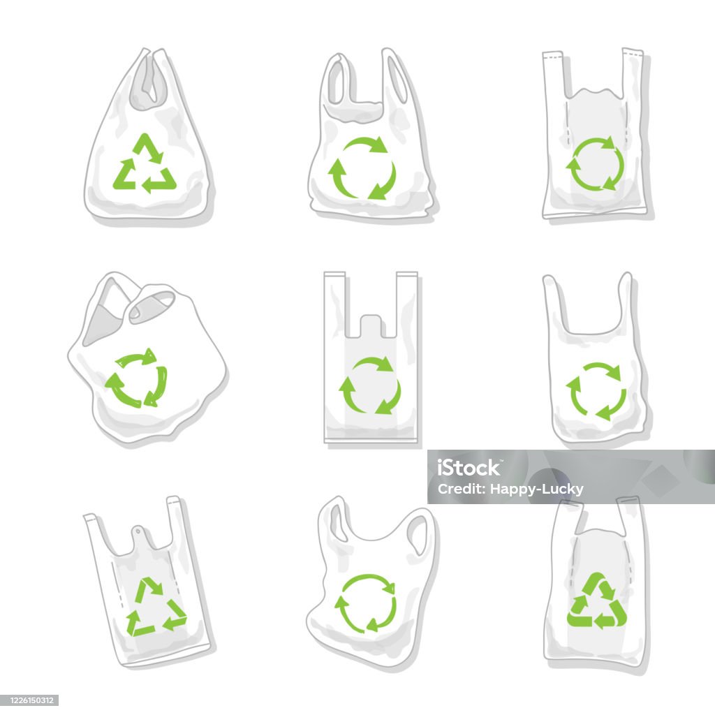 Bộ Vẽ Tay Túi Nhựa Với Biểu Tượng Tái Chế Tái Sử Dụng Túi Nilon Để Giảm  Thiểu Rác Thải Nhựa Khái Niệm Vấn Đề Ô Nhiễm Minh Họa Vectơ Hình Minh