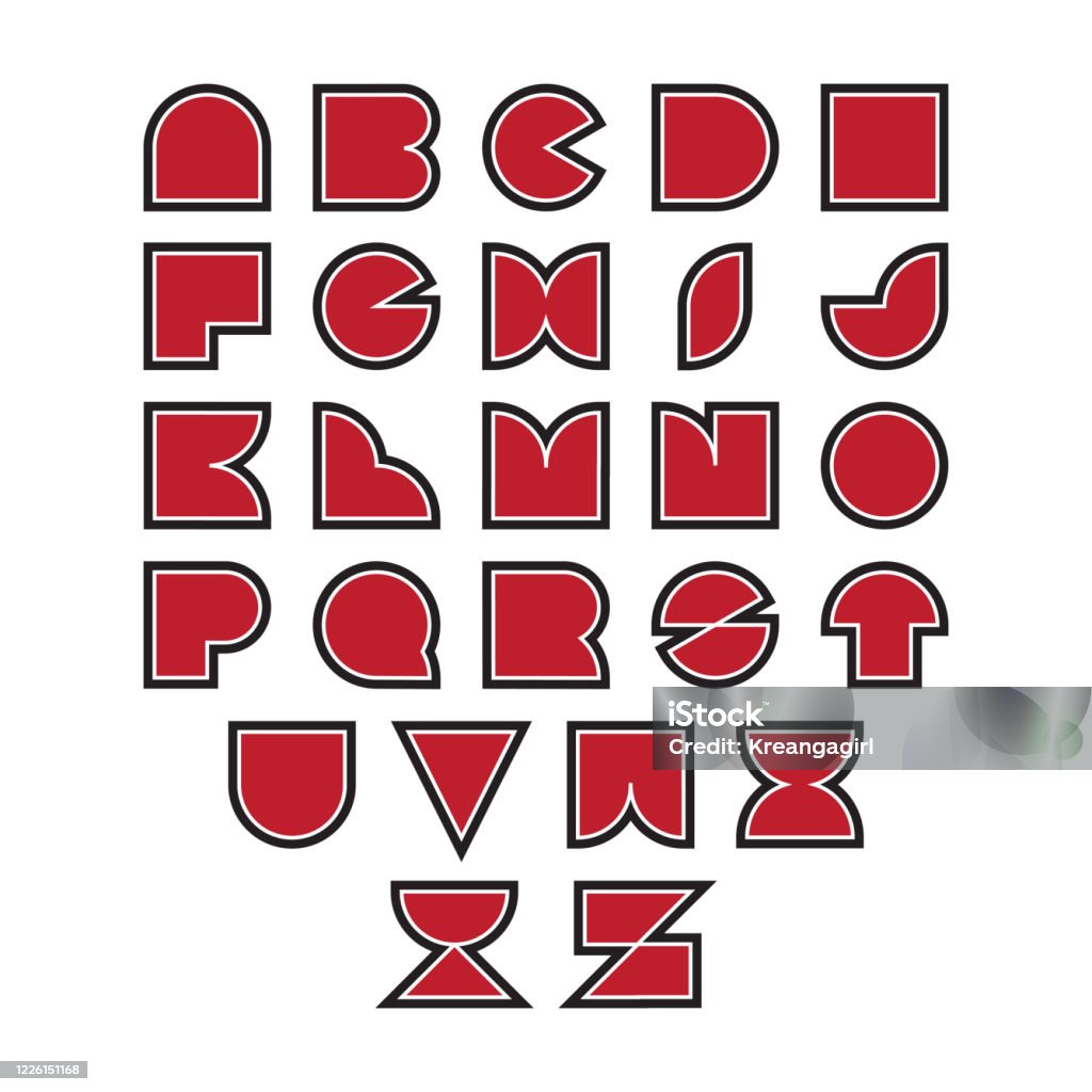 Black And Red Alphabet Letters On White Background Stock Illustration