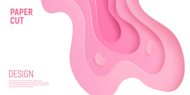 istock Pink paper cut banner with 3D slime abstract background and pink waves layers. Abstract layout design for brochure and flyer. Paper art vector illustration 1226154832