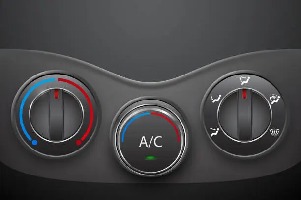 Vector illustration of Car climate control with air condition button