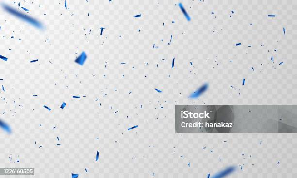 Feier Hintergrundvorlage Mit Konfetti Blauen Bändern Luxusgruß Reiche Karte Stock Vektor Art und mehr Bilder von Konfetti
