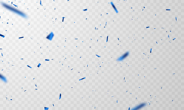 ilustrações, clipart, desenhos animados e ícones de modelo de fundo de celebração com fitas azuis de confete. cartão rico de luxo cumprimentando. - confetti