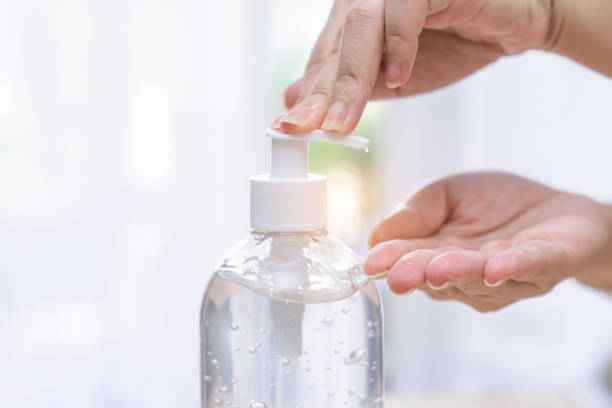 istock Women's hands washed with alcohol gel. 1226160509
