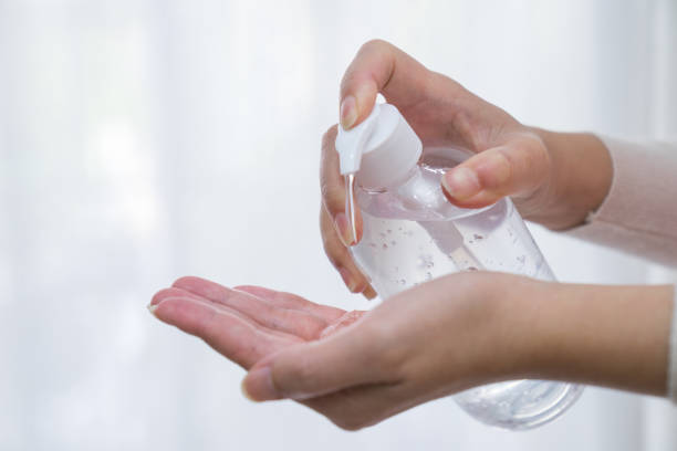 istock Women's hands washed with alcohol gel. 1226160514