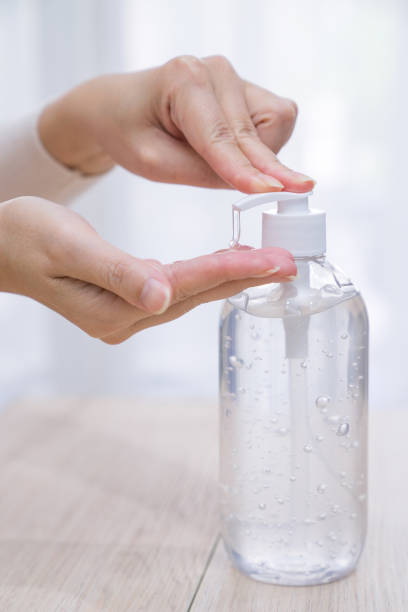 istock Women's hands washed with alcohol gel. 1226160547