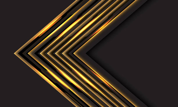 istock Abstract gold line light cyber arrow direction on dark grey with blank space design modern futuristic luxury technology background vector illustration. 1226163647
