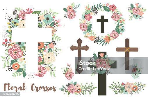 istock A Vector Of Floral Crosses Elements Set 1226164775