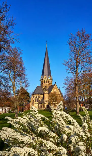 St. Petri church in a park in Thale. Saxony-Anhalt, Harz, Germany