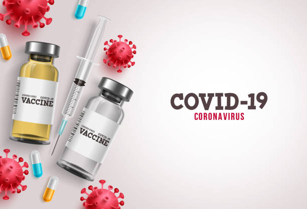 illustrazioni stock, clip art, cartoni animati e icone di tendenza di banner vettoriale del vaccino covid-19. vaccino coronavirus covid-19 con strumenti di iniezione di siringhe - backgrounds pill white background capsule