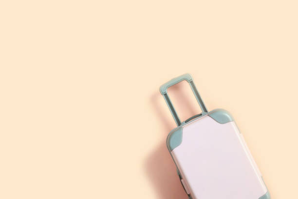 istock Pink suitcase for travel on a pink background. Summer dreams. Flat lay, copy space, isolated. 1226169343