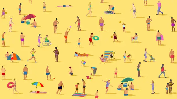 Vector illustration of Social Distancing at the Beach