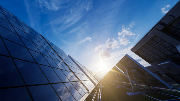 istock Solar Panels with a Bright Sun in the Sky 1226172127