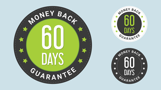 60 Days Money Back Guarantee stamp vector illustration. Vector certificate icon. Vector combination for certificate in flat style.