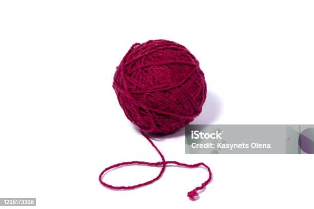 Red Ball Of Yarn For Knitting Isolated On White Background Stock Photo,  Picture and Royalty Free Image. Image 12562057., Red Yarn
