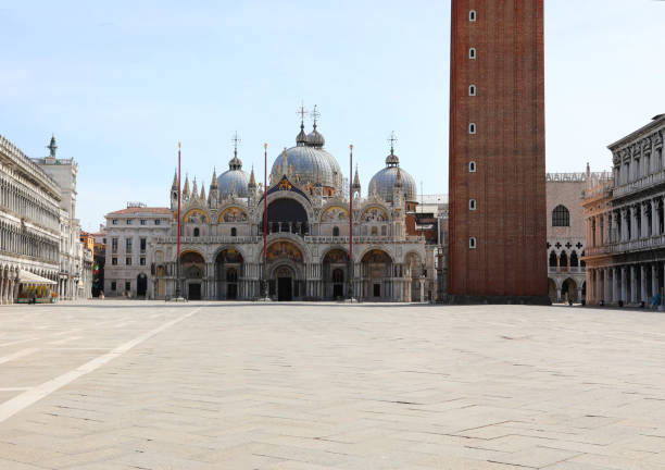 istock Basilica of Saint Mark Square in the empty Main Square  in Venic 1226173541