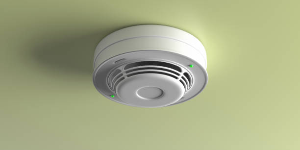 istock Smoke detector on ceiling.  Fire safety equipment. 3d illustration 1226175123