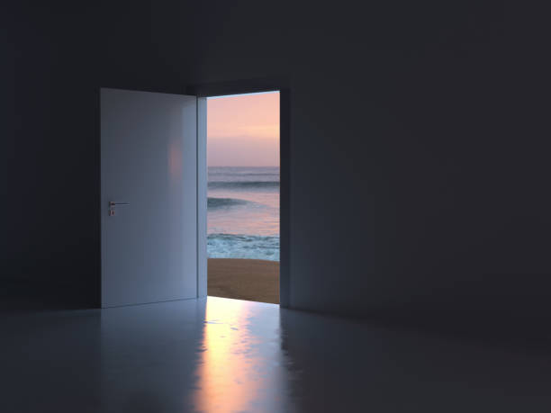 open door to the summer beach