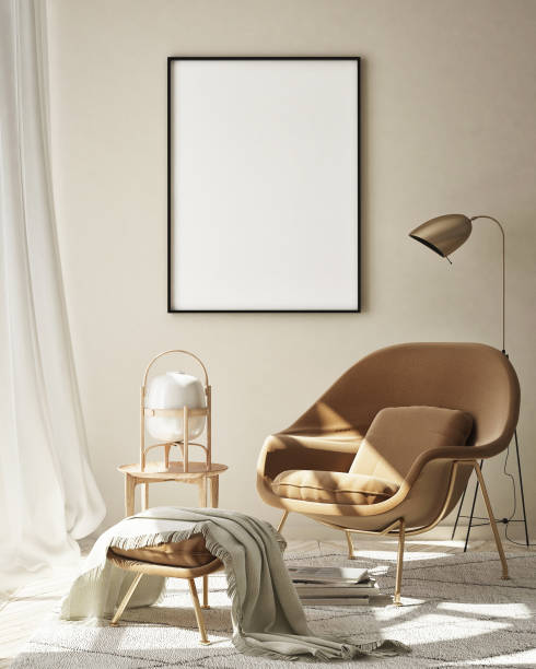 istock mock up poster frame in modern interior background, scandinavian style, 3D render 1226175202