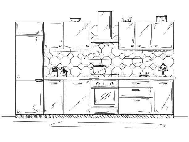 istock Kitchen furniture. Vector illustration in sketch style. 1226176289