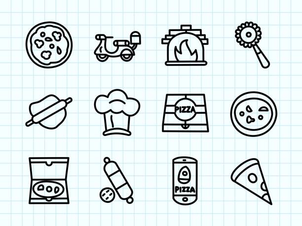 Pizza Doodle Drawing Pizza Doodle Drawing pizza margarita stock illustrations