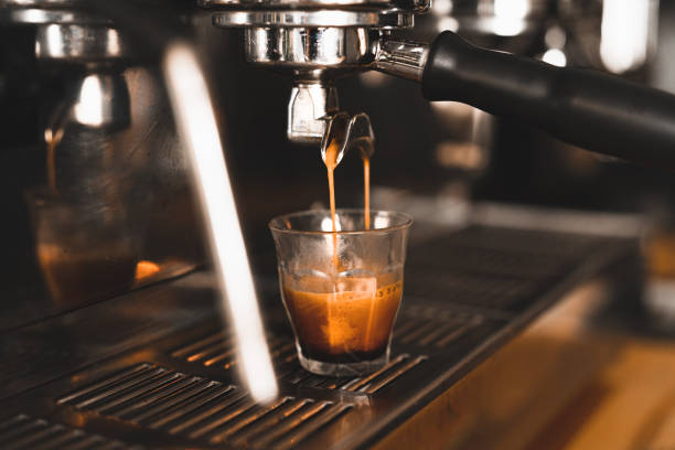 istock Fresh espresso pouring down into a glass 1226181759