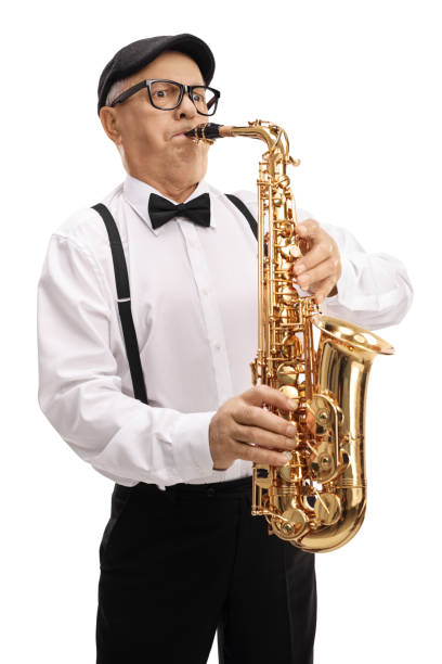 istock Mature male saxophonist playing sax 1226182492