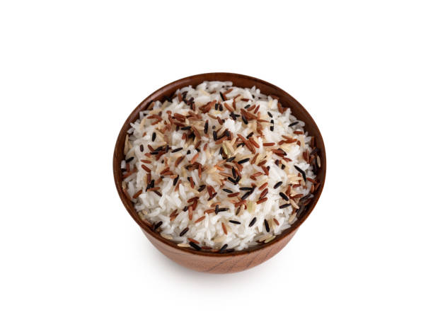 istock Thai raw organic rice red on white background 1226183347