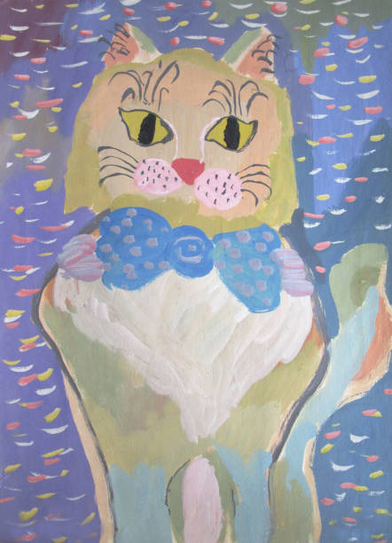 istock Portrait of a cat with a bow, gouache illustration 1226184141