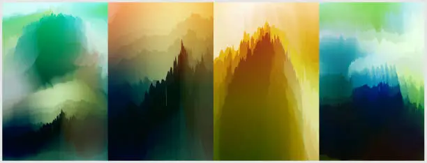 Vector illustration of abstract Fantastic Environments landscape background collection