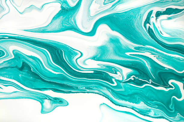 istock Mint green and white marbling acrylic paint background 1226189451
